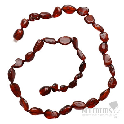 Amber beads flat for children color cherry