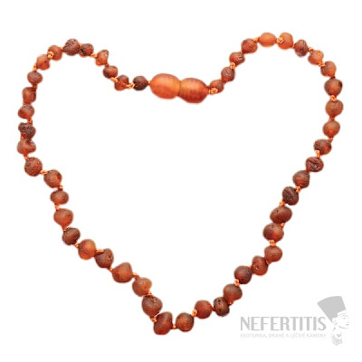 Round amber beads for children, color cognac