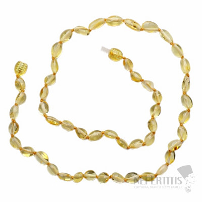 Amber necklace of polished lemon beans