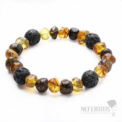 Amber bracelet with lava stones