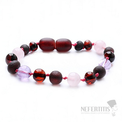 Amber bracelet for children with amethyst and rosary
