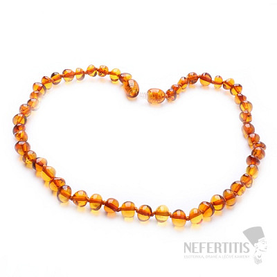 Amber beads for children extra polished cognac color 32 cm