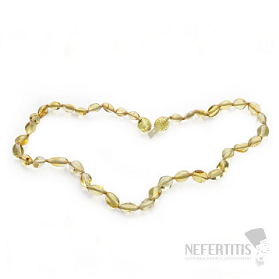 Amber beads for children extra polished beans in lemon color