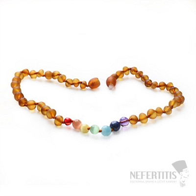 Amber beads for children satin-finished in the color of cognac chakra