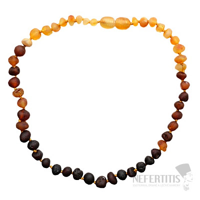 Amber round beads for children Rainbow multicolor satin