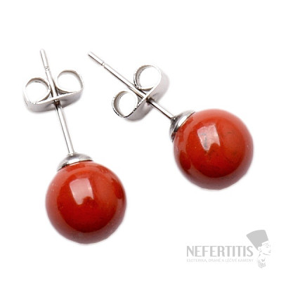 Red jasper ball earrings