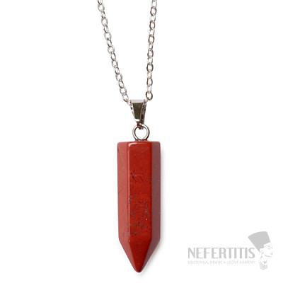 Jaspis červený krystal přívěsek s řetízkem