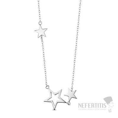 Strieborný rhodiovaný náhrdelník Silver Stars