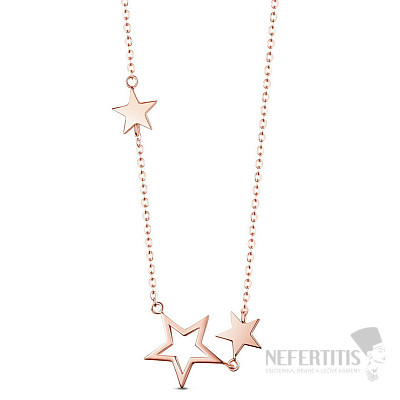 Strieborný pozlátený náhrdelník Pink Stars