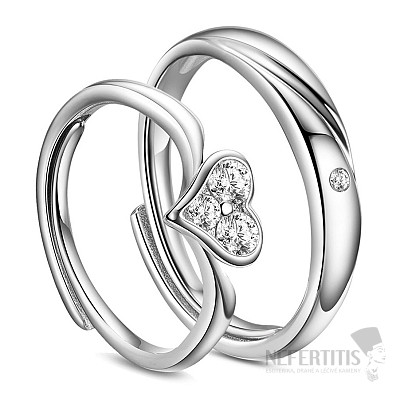 Súprava rhodiovaných strieborných prsteňov Couple Rings