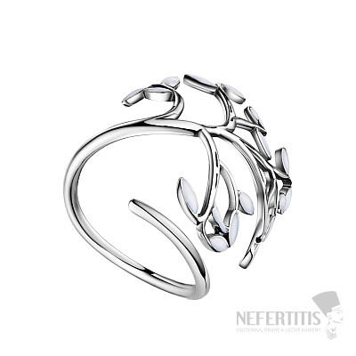 Silver rhodium-plated ring White tree
