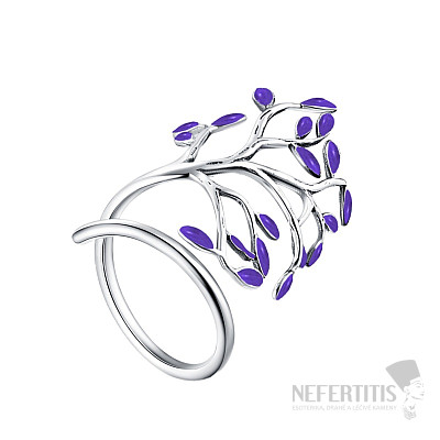 Silberrhodinierter Ring, lila Baum
