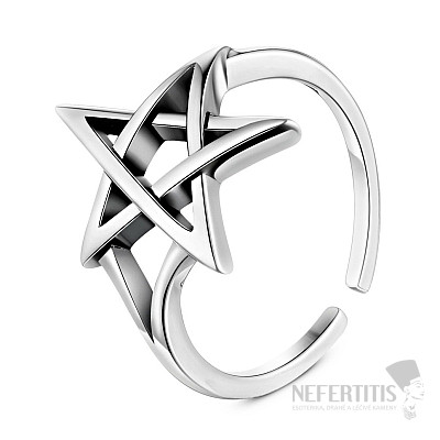 Prsten pro čarodějku nastavitelný PENTAGRAM Ag 925