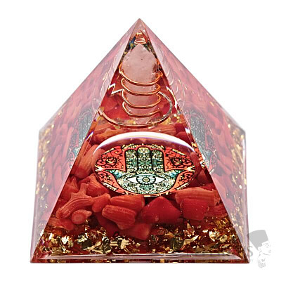 Hamsa Pyramid Orgonite with crystal crystal
