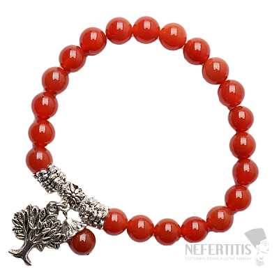 Karneol-Armband extra bestickt mit dem Baum des Lebens