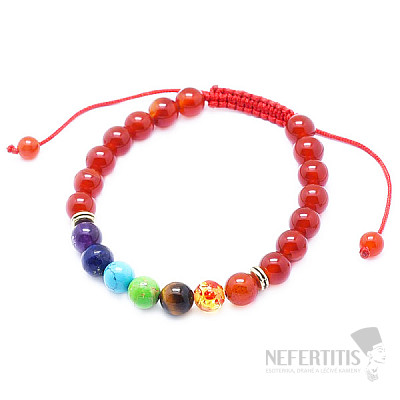 Chakra bracelet made of carnelian with Shamballa fastening