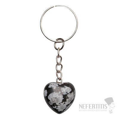 Flake obsidian heart keychain