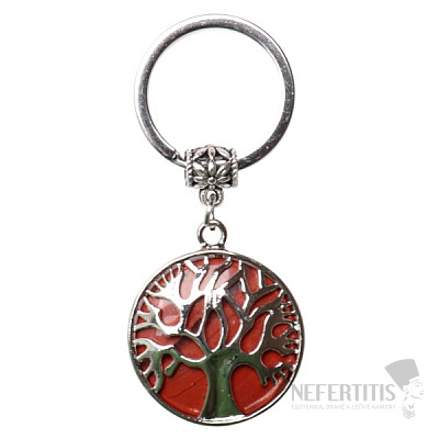 Schlüsselanhänger mit rotem Jaspis und Lebensbaum
