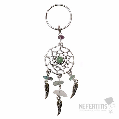 Dream catcher keychain with green aventurine and fluorite