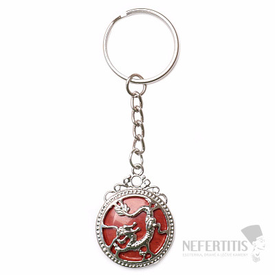 Keychain with red jasper and dragon