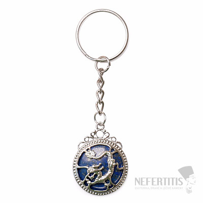 Keychain with lapis lazuli and a dragon