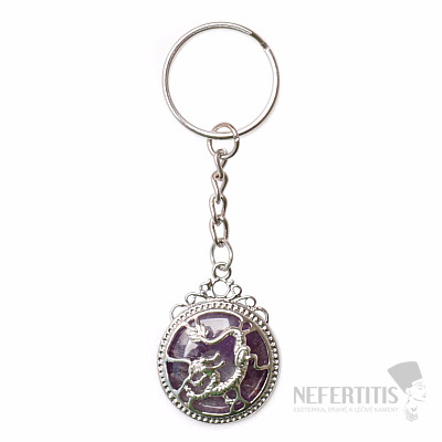 Keychain with amethyst and dragon
