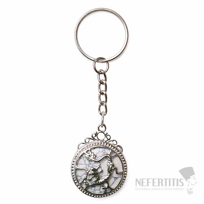 Keychain with white howlite and dragon