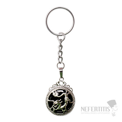 Keychain with black agate and dragon