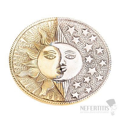 Kovový tanierik - stojan pre vonné tyčinky Slnko a Mesiac