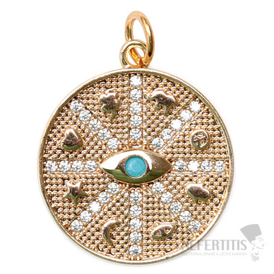 Circle pendant with cubic zirconia symbols
