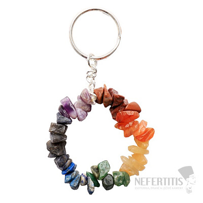 Chakra keychain with chopped pieces of semi-precious stones