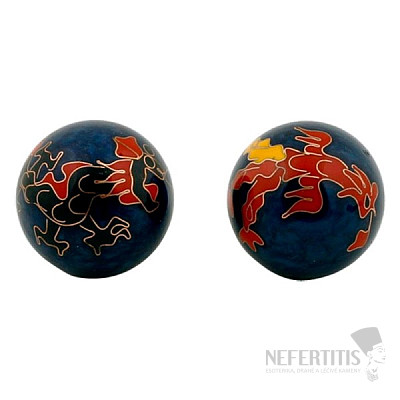 Zdravotné čínske meditačné guličky proti stresu Dragon and Phoenix dark blue