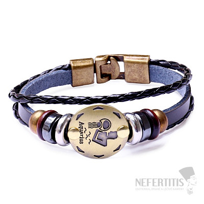 Leather bracelet for the sign of Aquarius