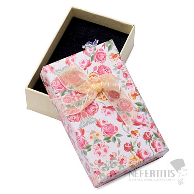 Yellow floral paper gift box for rings and earrings 8 x 5 cm
