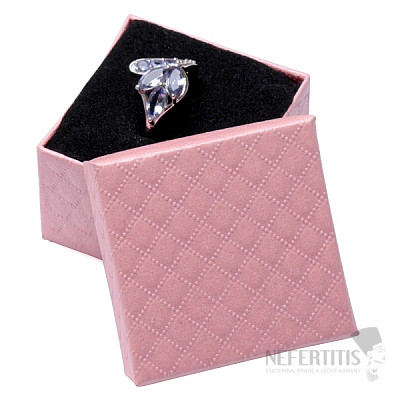 Paper gift box pink patterned on rings 5 x 5 cm