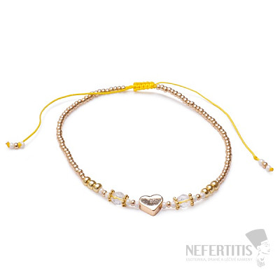 Armband aus Kristallen und Rocailles mit goldfarbenem Shamballa-Verschluss