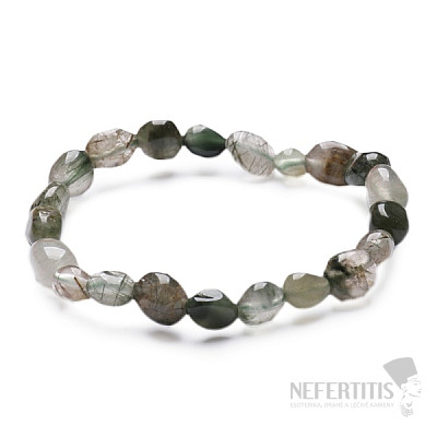 Crystal with green rutile bracelet made of oval stones