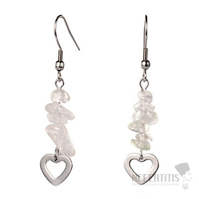 Crystal earrings stainless steel with stones and hearts