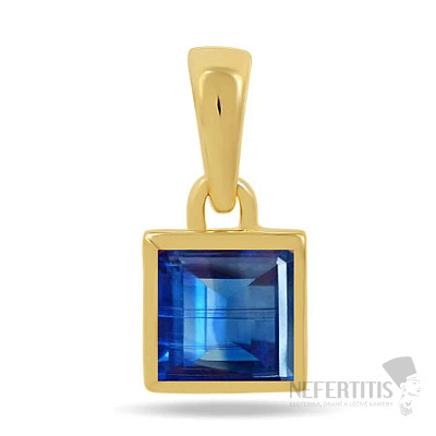 Strieborný prívesok pozlátený s modrým kyanitom CB-P707G-K