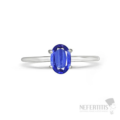 Kyanit modry brúsený prsteň striebro Ag 925 RBC309
