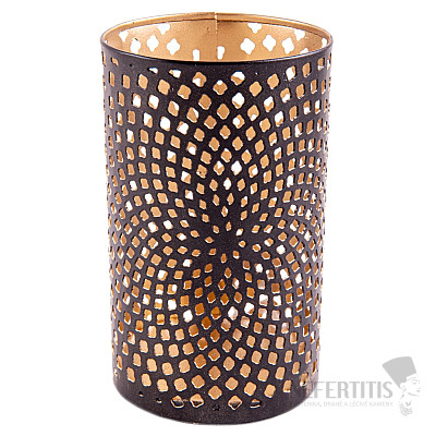 Kerzenhalter aus Metall mit einer stilisierten Blume des Lebens