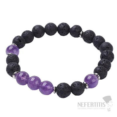 Armband aus Lavastein mit Amethystperlen