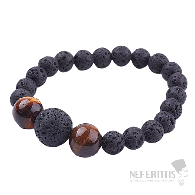 Lava stone and tiger&#39;s eye beaded bracelet