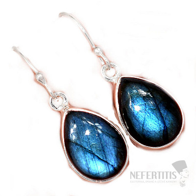 Labradorit dúhový náušnice striebro Ag 925 E738