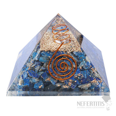 Orgonitpyramide mit Lapislazuli groß mit Kristallkristall