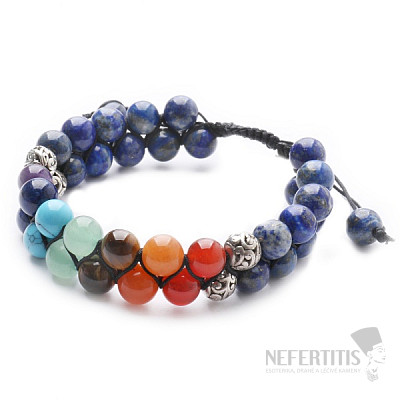 Lapislazuli-Chakra-Armband doppelt mit Shamballa-Verschluss