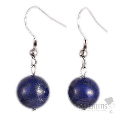 Lapis lazuli earrings large balls and stainless steel