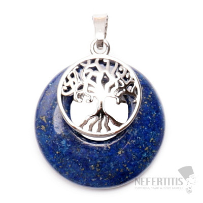 Lapis Lazuli kruh prívesok so Stromom života