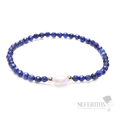 Lapis lazuli s perlou módny náramok extra kvalita brúsené korálky