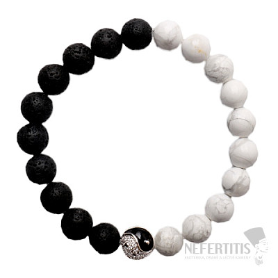 Howlit white and lava Yin and Yang men's bracelet RB Design 33
